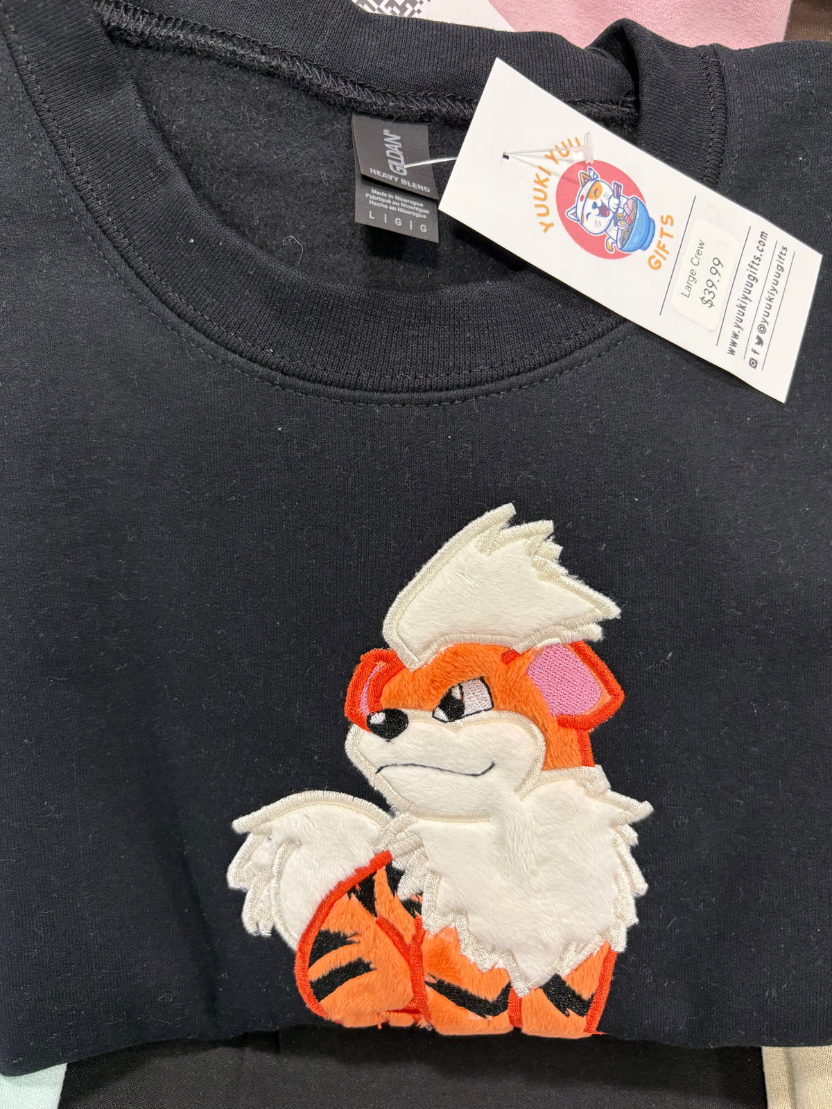 Fuzzy Growlithe Black Crew Neck Sweater