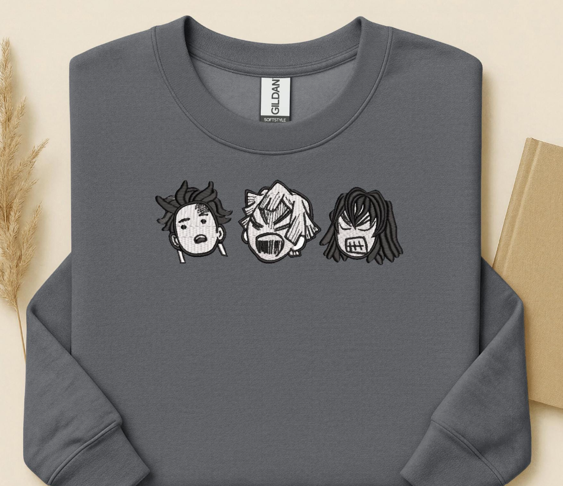 Demon Slayer Boys Crew Neck Charcoal