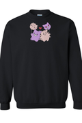 Gengar and Clefairy Full Front Black Crew Neck Sweater