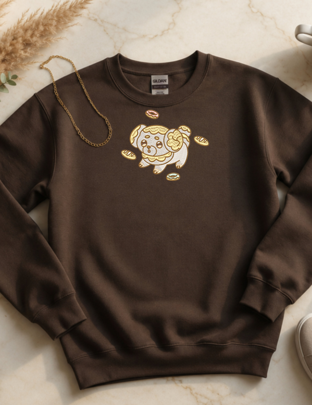 Fidough Full Front Brown Crew Neck Sweater