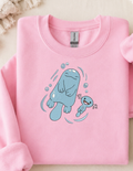 Whooper and Quagsire Swimming Blue Dyed Crew Neck Sweater