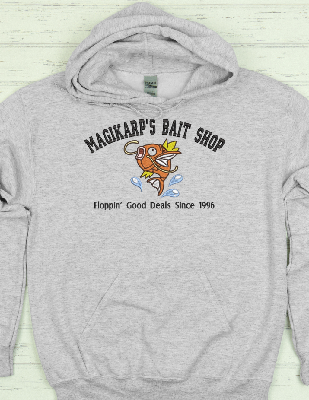 Magikarp's Bait Shop Gray Hoodie
