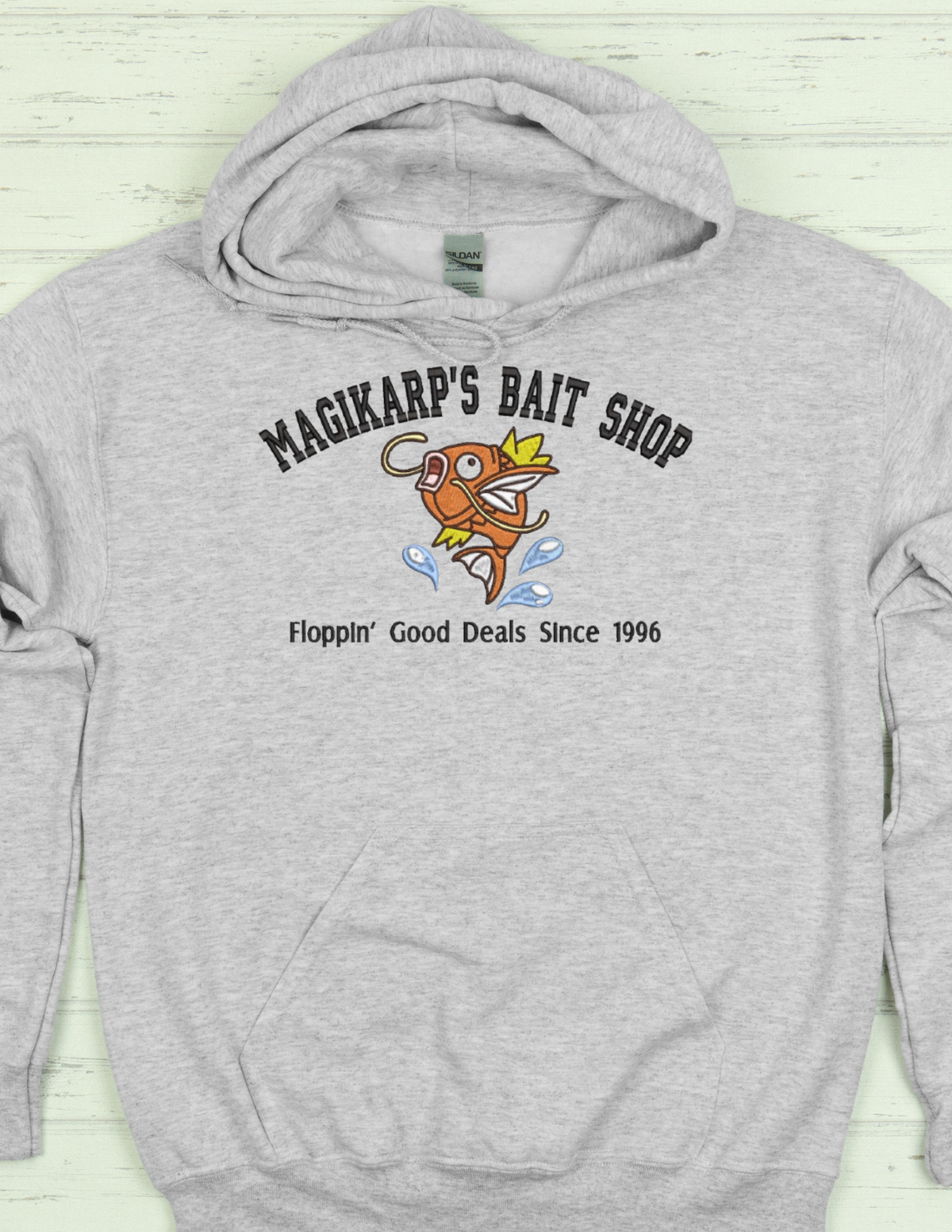 Magikarp's Bait Shop Gray Hoodie