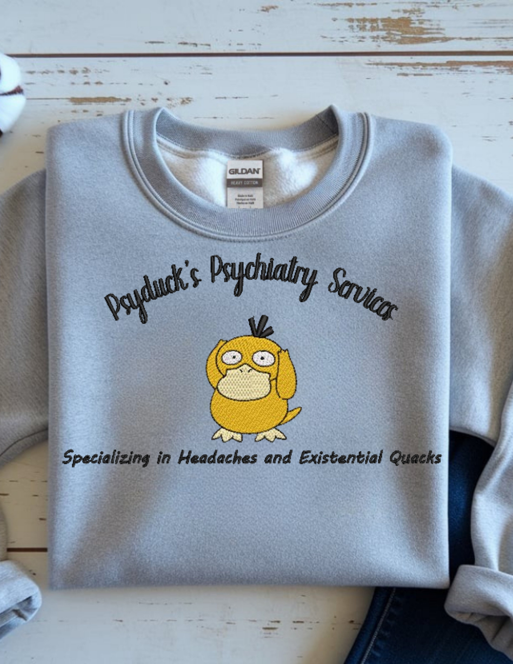 Psyducks Psychiatry Services Gray Crew Neck Sweater
