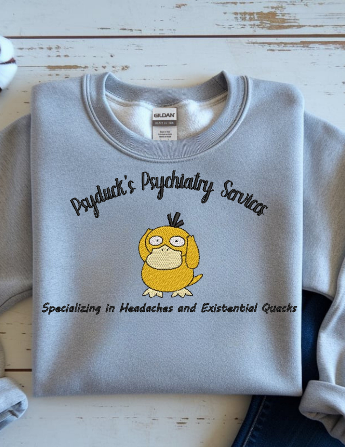 Psyducks Psychiatry Services Gray Crew Neck Sweater