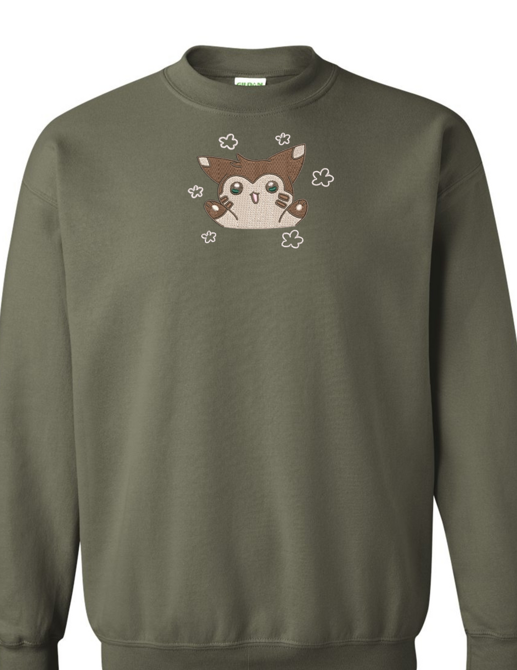 Furret Green Center Crew Neck Sweater