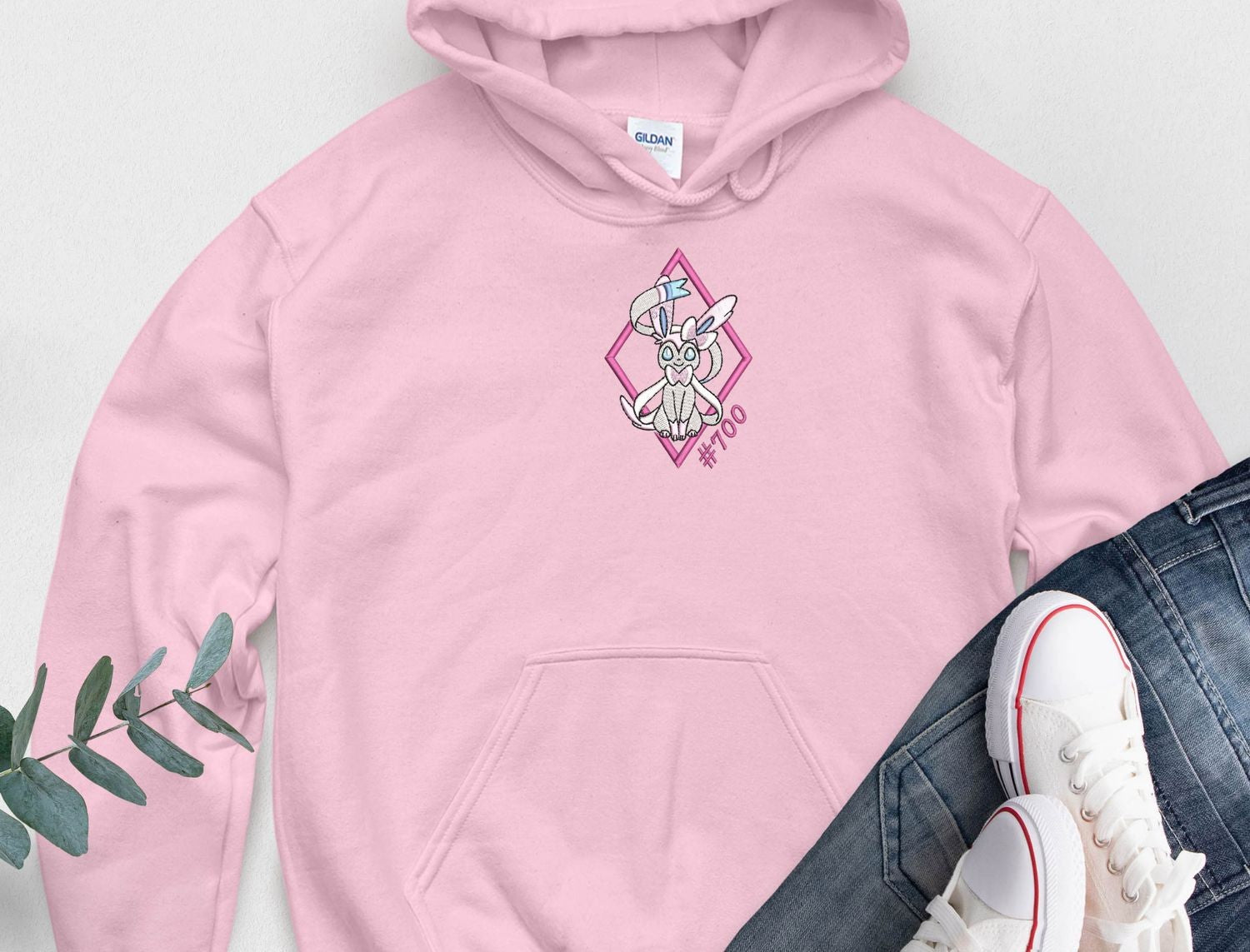 Sylveon Center Number Pink Hoodie